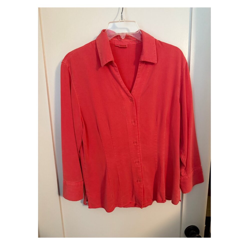 Tianello Red Tencel Button Down Shirt